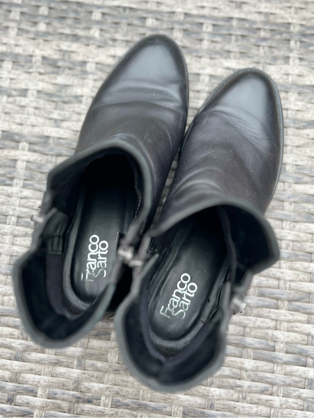 Franco Sarto Black Leather Double-Zip Ankle Booties - Picture 5 of 9
